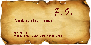 Pankovits Irma névjegykártya
